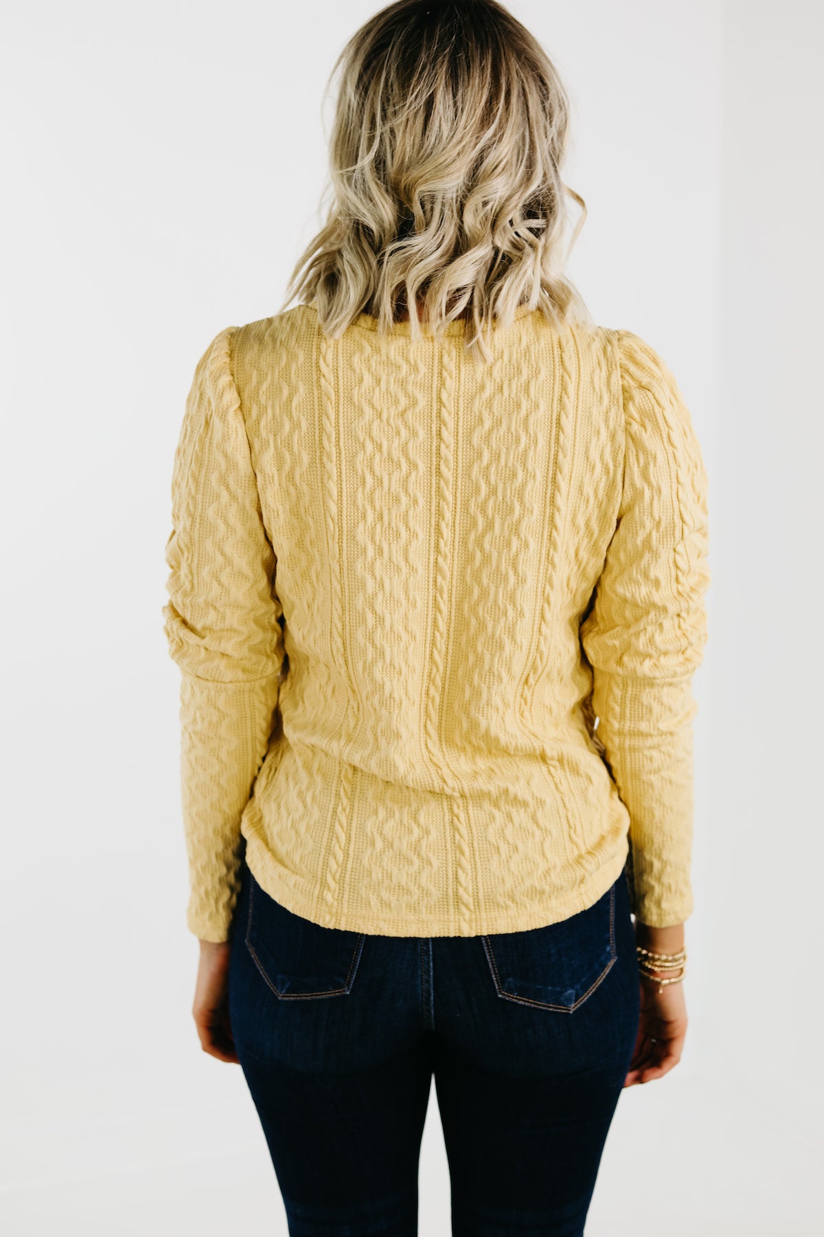 The Tyrell Puff Sleeve Cable Knit Sweater