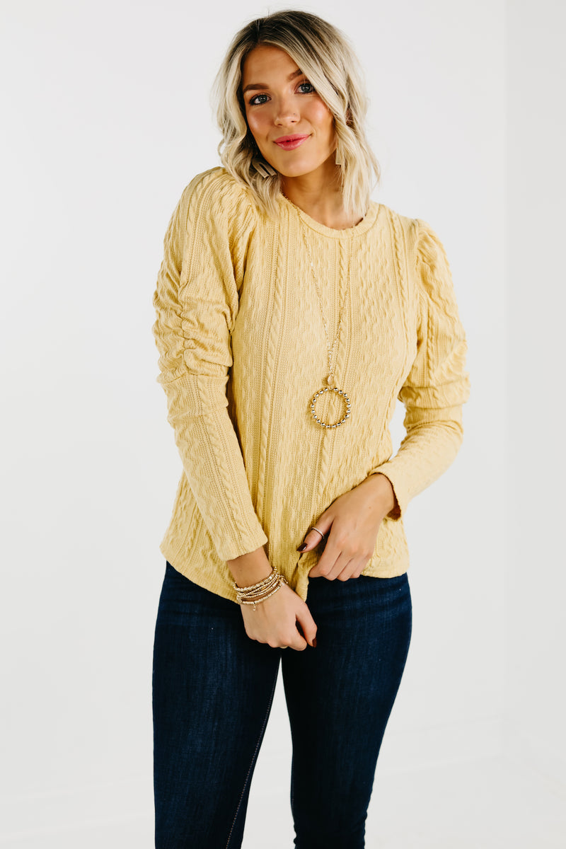 The Tyrell Puff Sleeve Cable Knit Sweater
