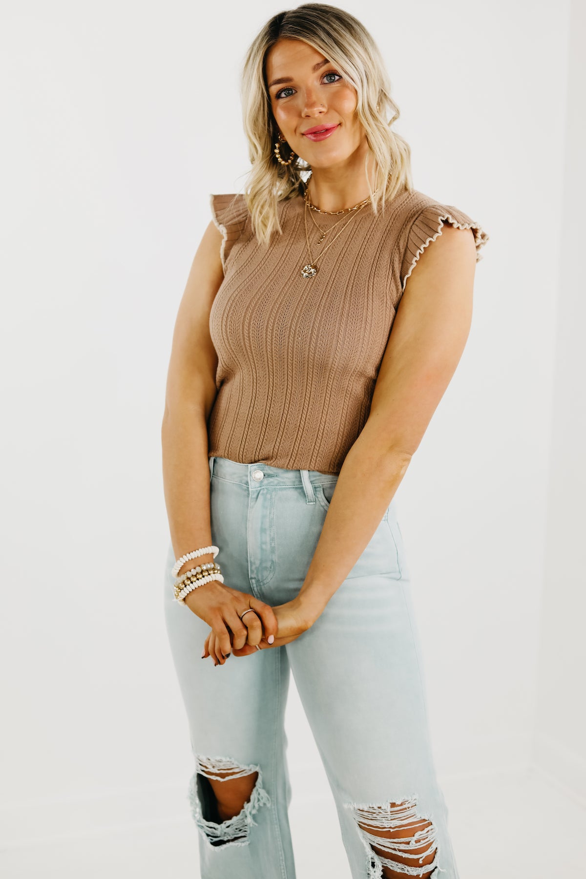 The Ingrid Flutter Sleeve Sweater Top - FINAL SALE