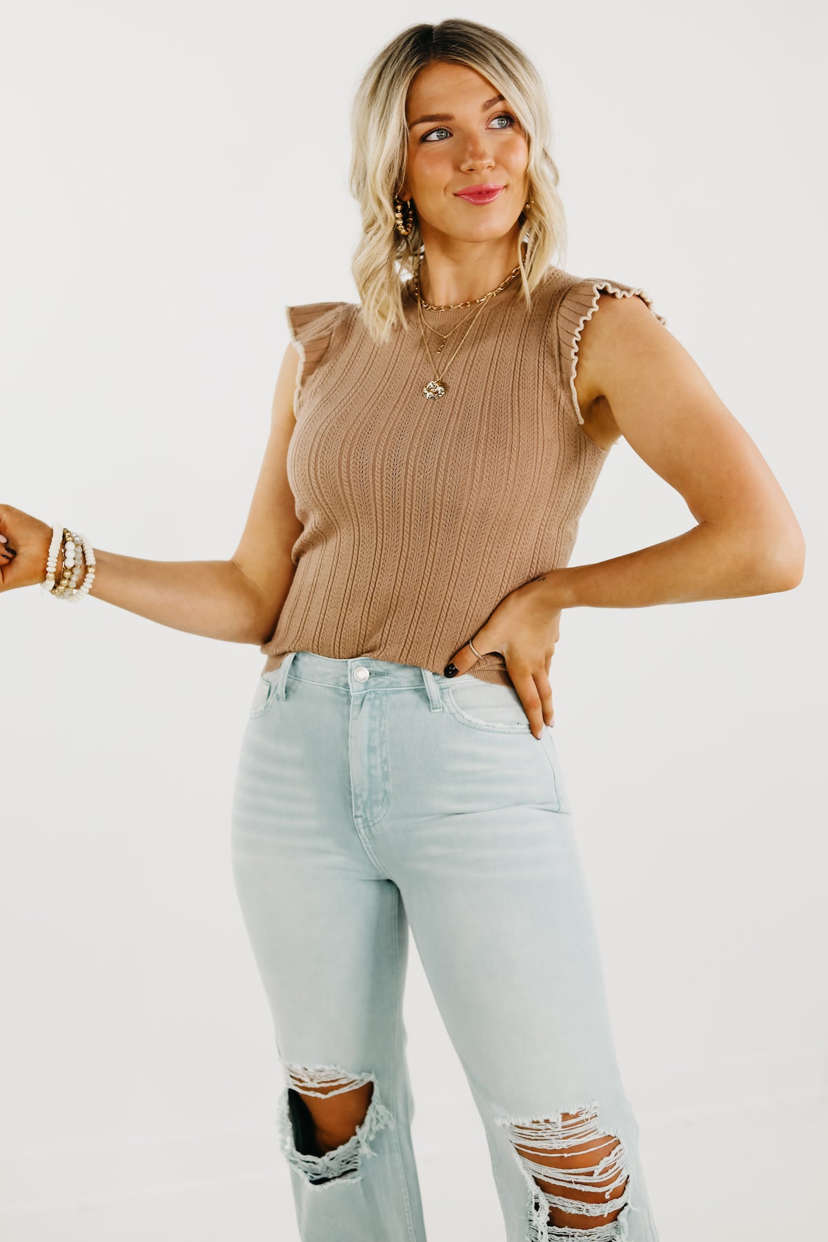 The Ingrid Flutter Sleeve Sweater Top - FINAL SALE