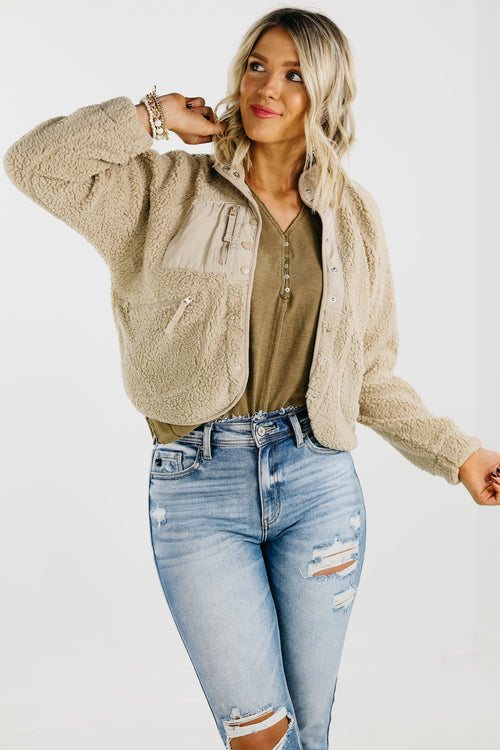 The Rikki High Neck Sherpa Jacket