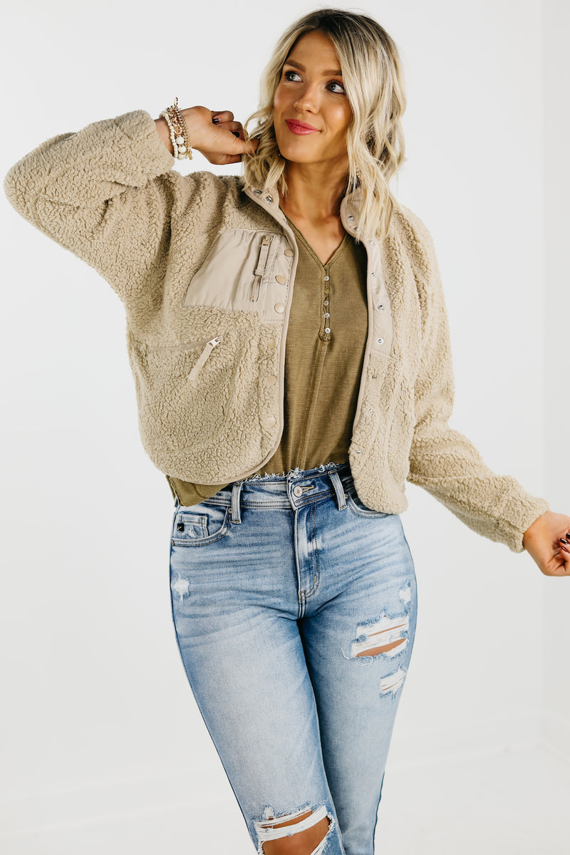 The Rikki High Neck Sherpa Jacket