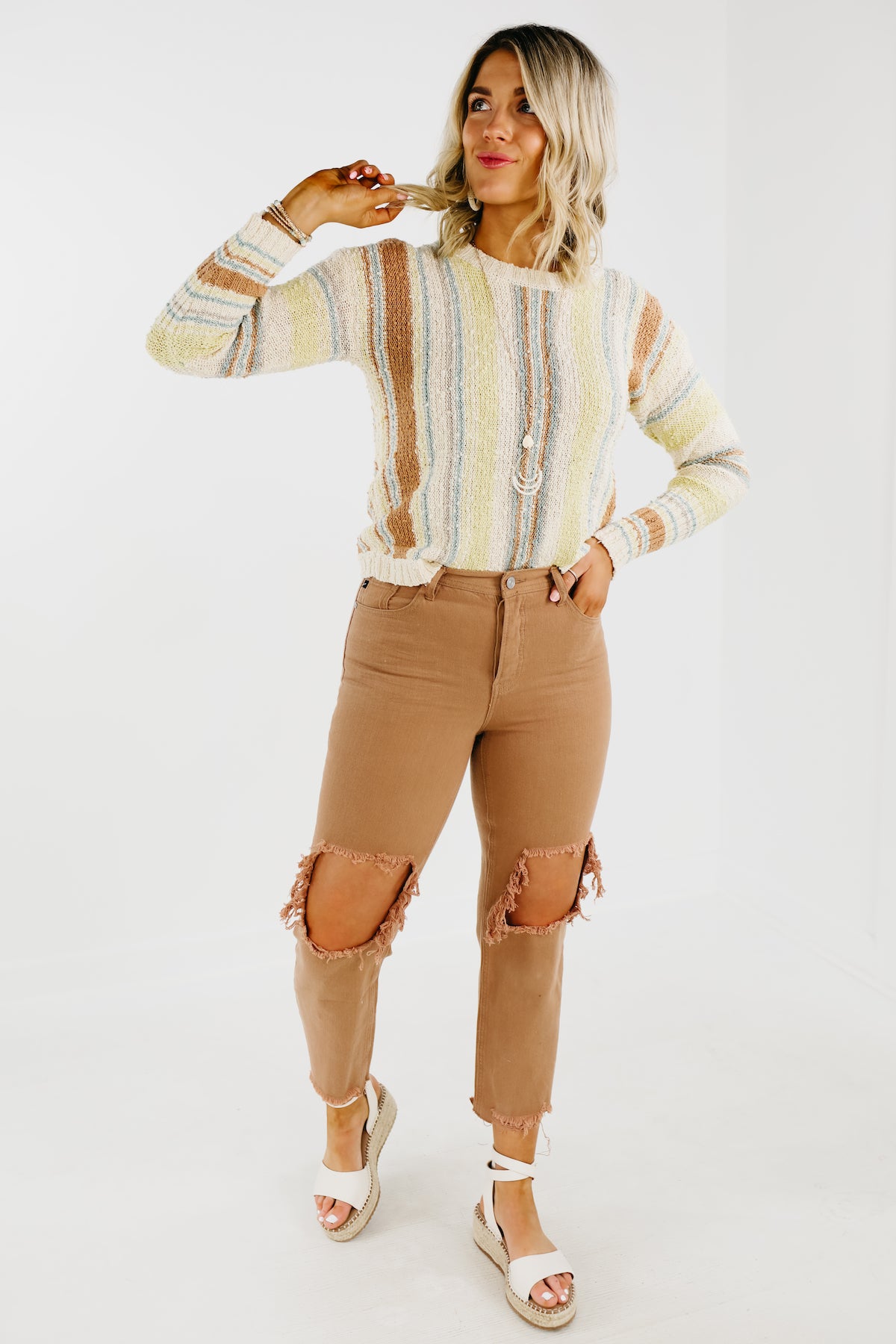 The Gabriel Textured Striped Spring Sweater - FINAL SALE