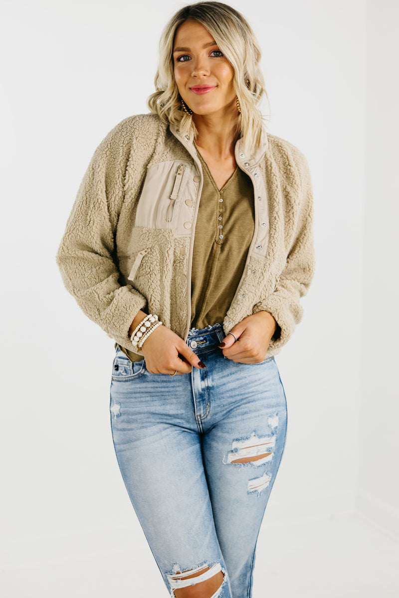 The Rikki High Neck Sherpa Jacket
