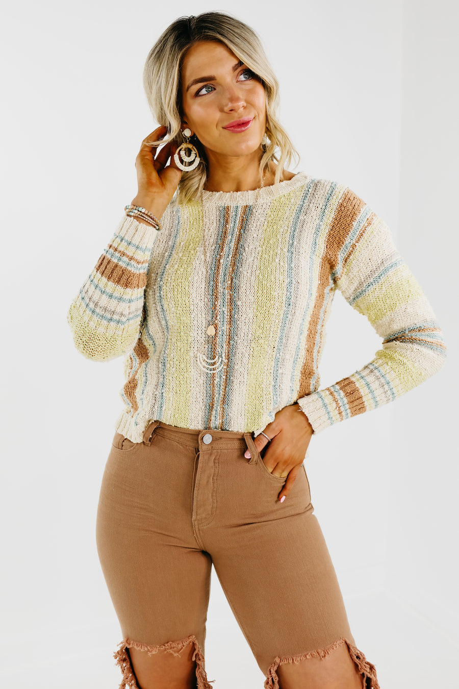 The Gabriel Textured Striped Spring Sweater - FINAL SALE