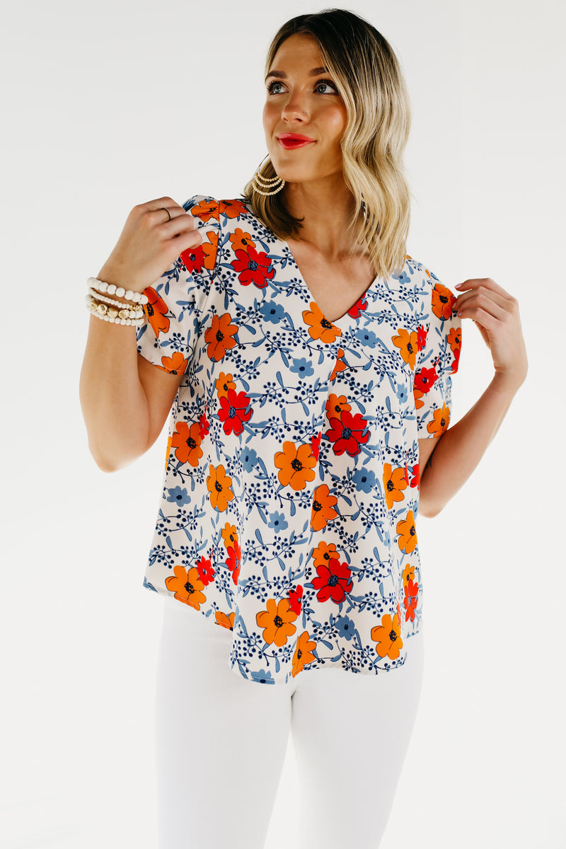 The Ariah Floral Popover Blouse - FINAL SALE