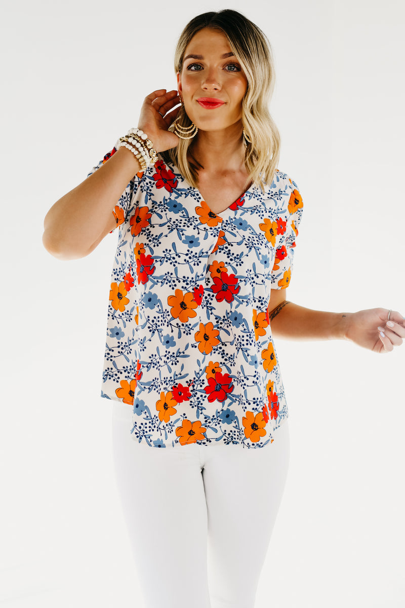 The Ariah Floral Popover Blouse - FINAL SALE