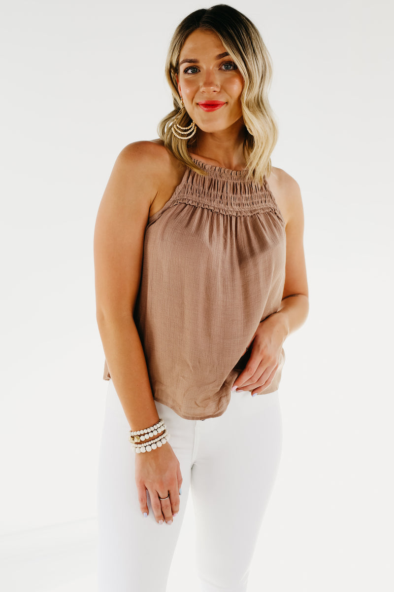 The Spencer Smocked Halter Tank Top - FINAL SALE