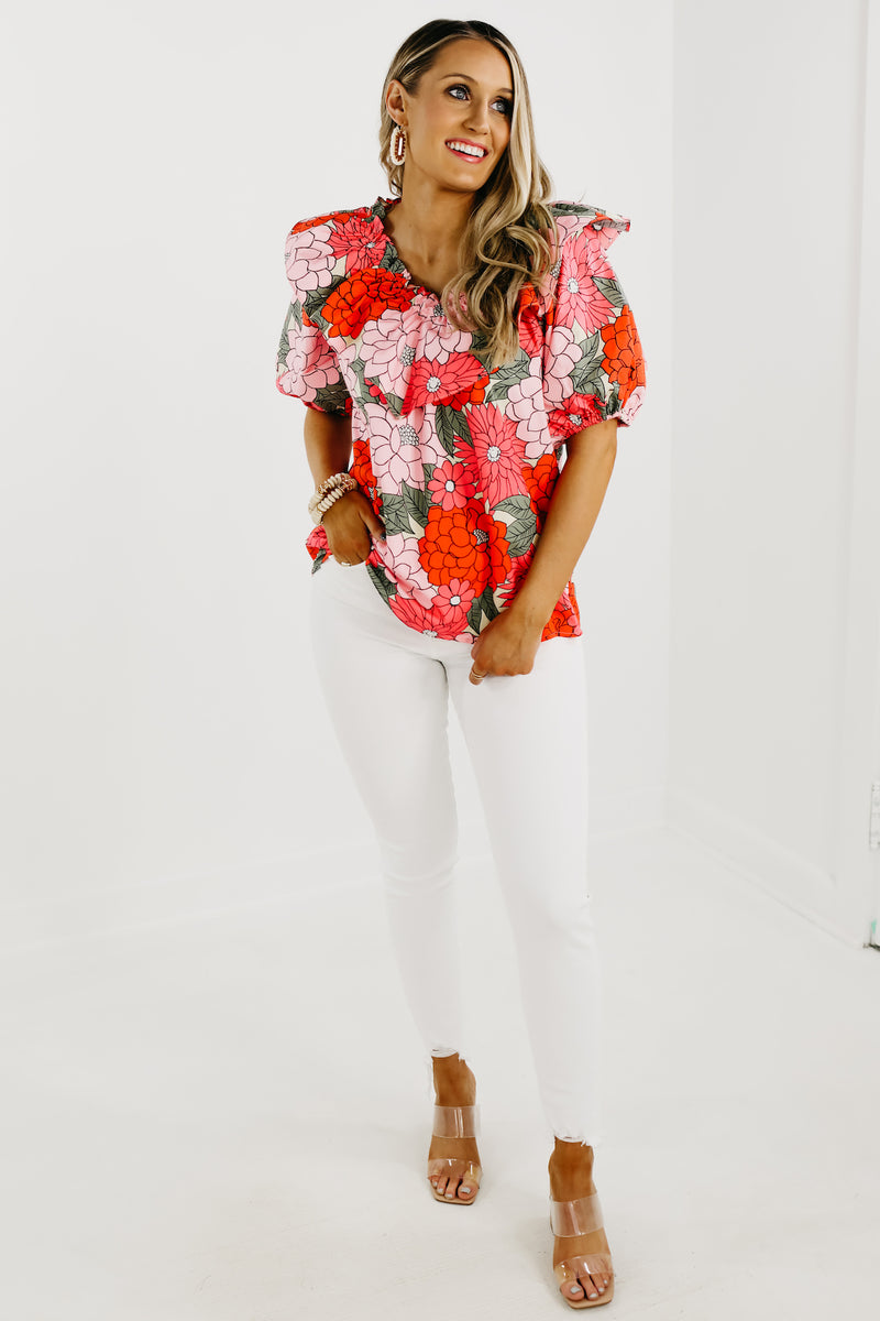 The Mariah Floral Bib Blouse - FINAL SALE