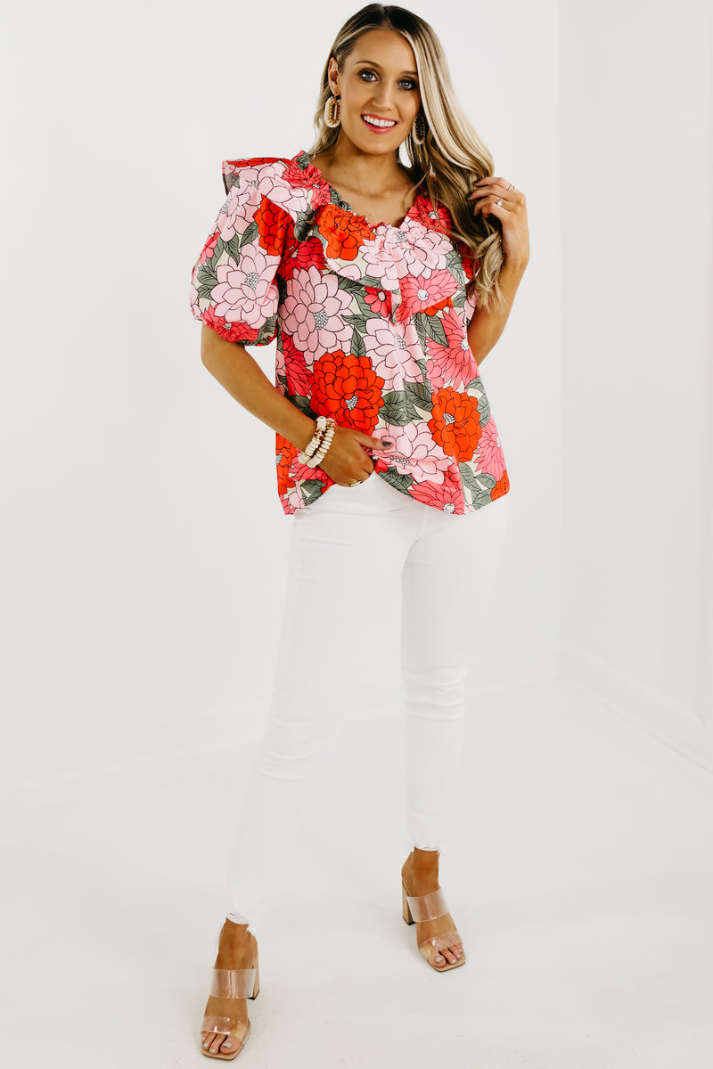 The Mariah Floral Bib Blouse - FINAL SALE