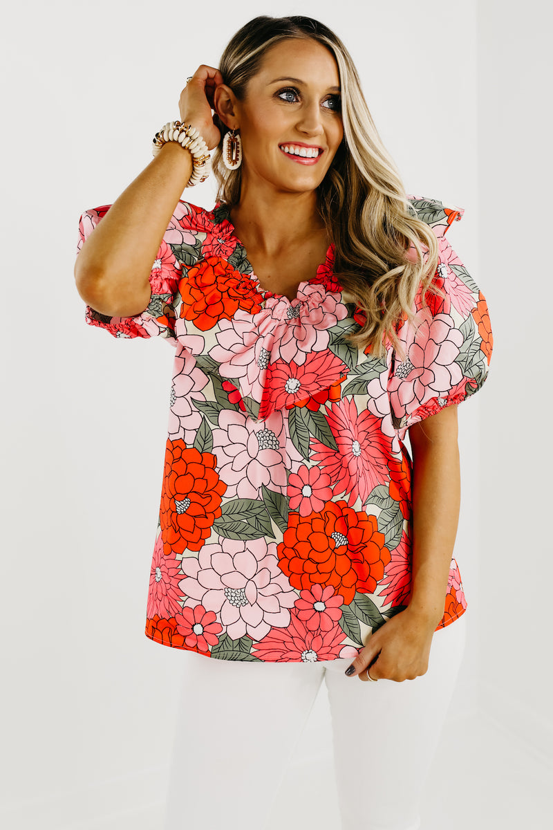 The Mariah Floral Bib Blouse - FINAL SALE