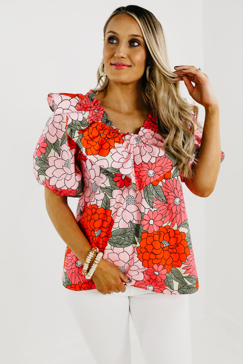 The Mariah Floral Bib Blouse - FINAL SALE