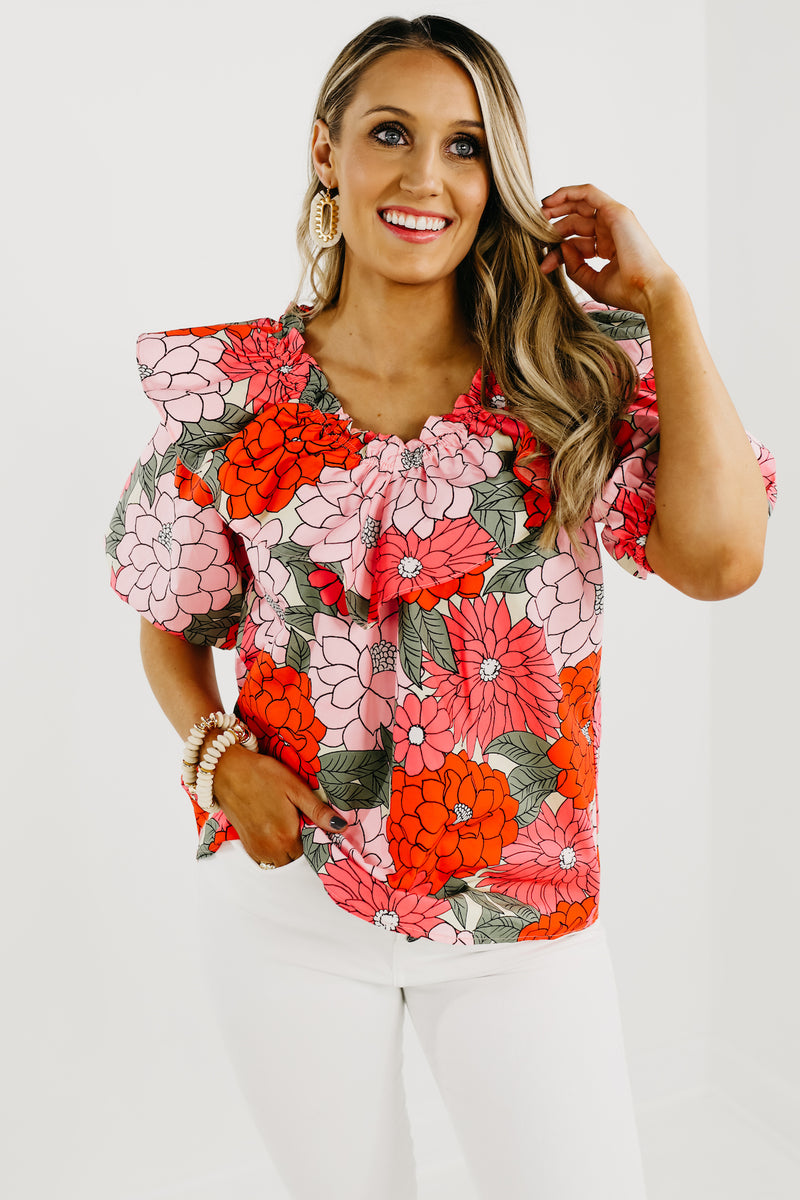 The Mariah Floral Bib Blouse - FINAL SALE