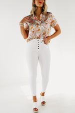 Kan Can 11 inch Button Front High Rise Skinny - KC7273WT