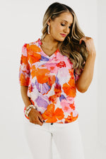 The Paige Sheer Overlay Mix Media Floral Top - FINAL SALE