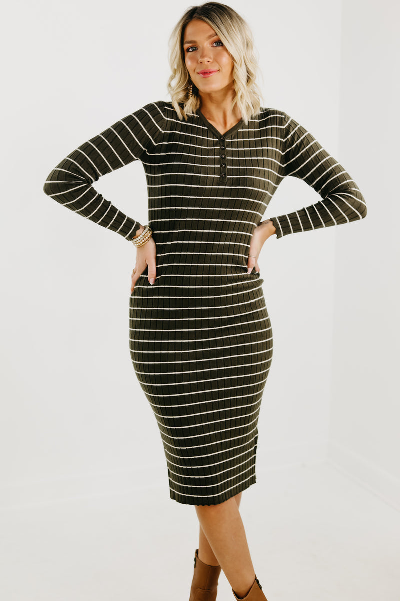 The Ebbie Stripe Ribbed Sweater Dress - FINAL SALE