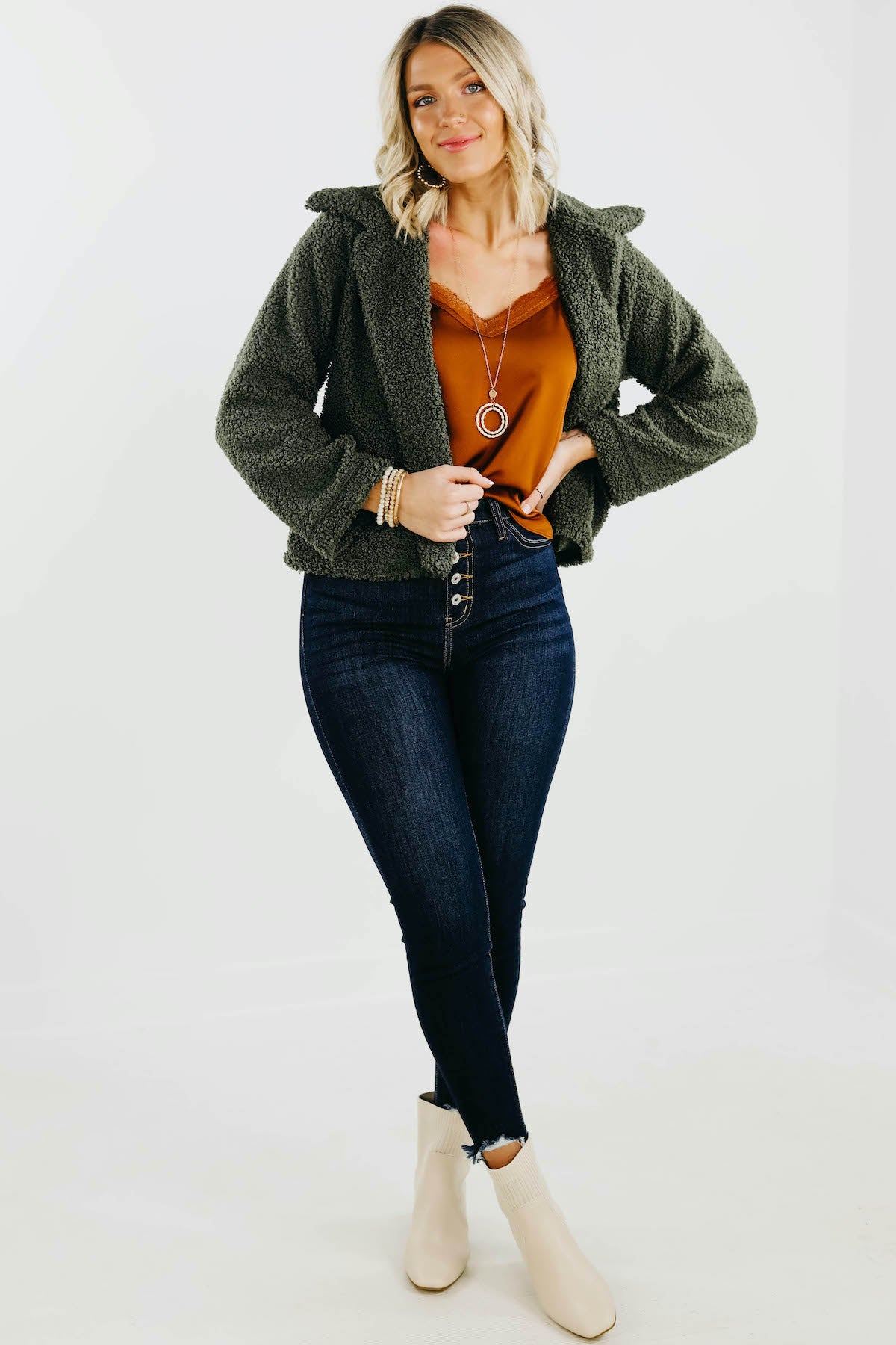 The Perla Teddy Cropped Fleece Jacket - FINAL SALE