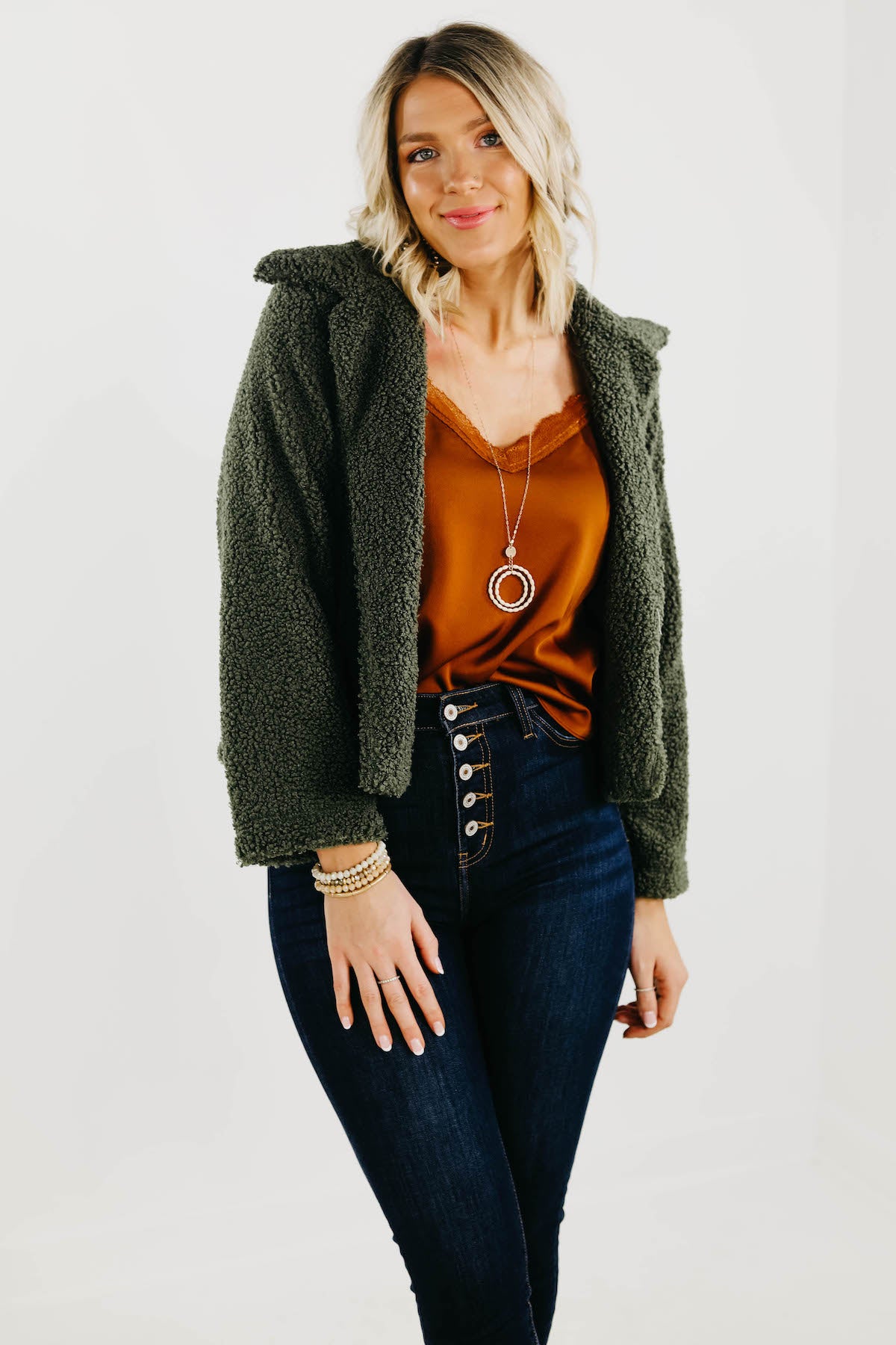 The Perla Teddy Cropped Fleece Jacket - FINAL SALE