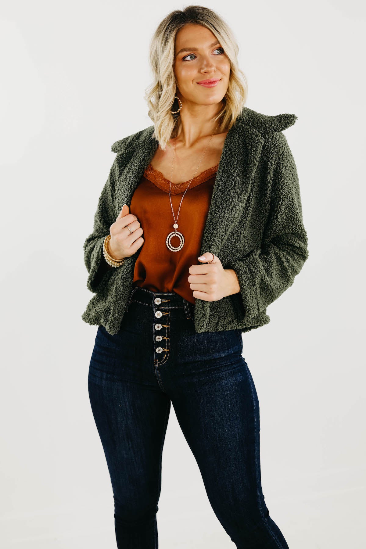 The Perla Teddy Cropped Fleece Jacket - FINAL SALE