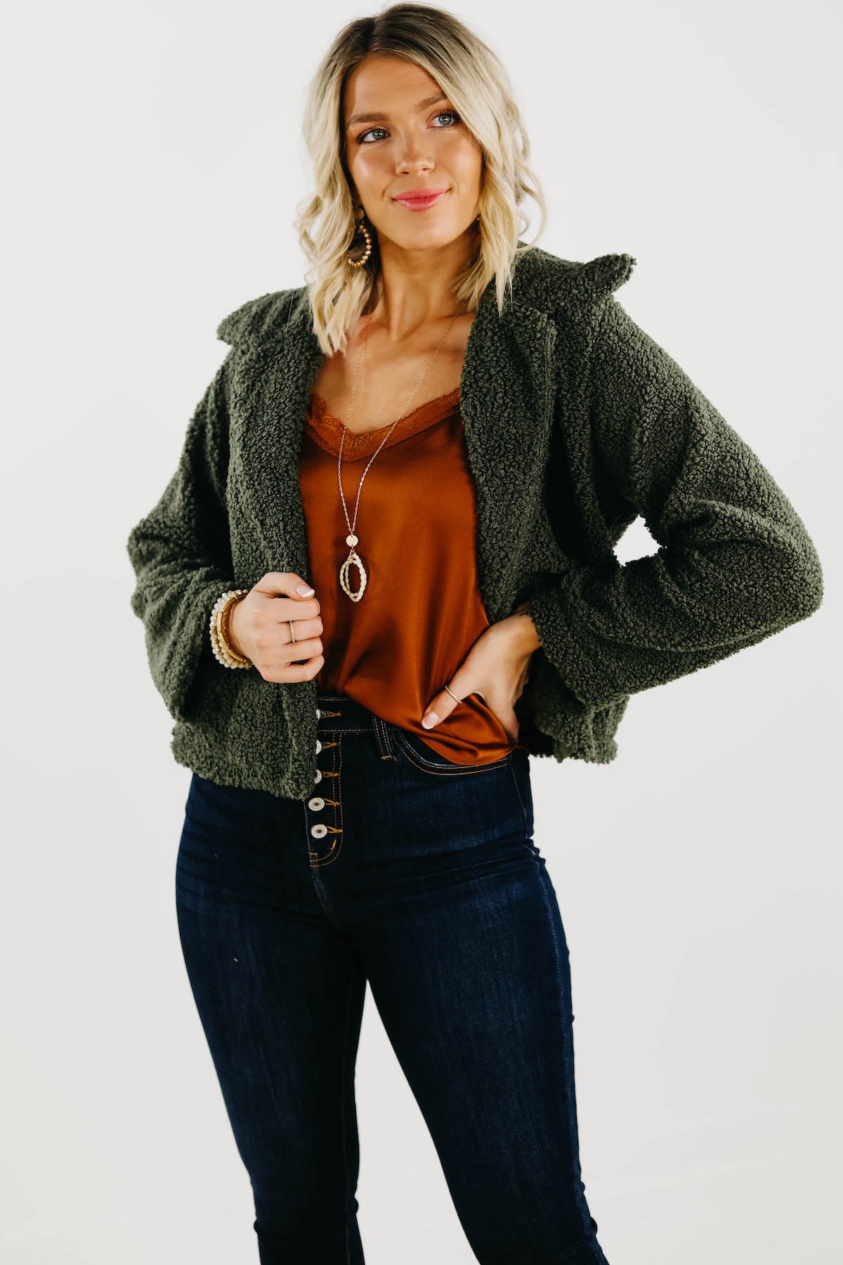 The Perla Teddy Cropped Fleece Jacket - FINAL SALE