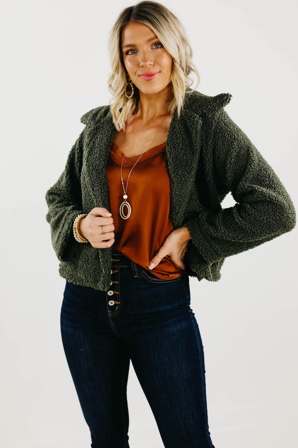 The Perla Teddy Cropped Fleece Jacket - FINAL SALE