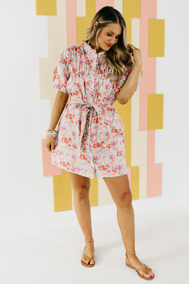 The Halley Puff Sleeve Tie Waist Floral Mini Dress - FINAL SALE