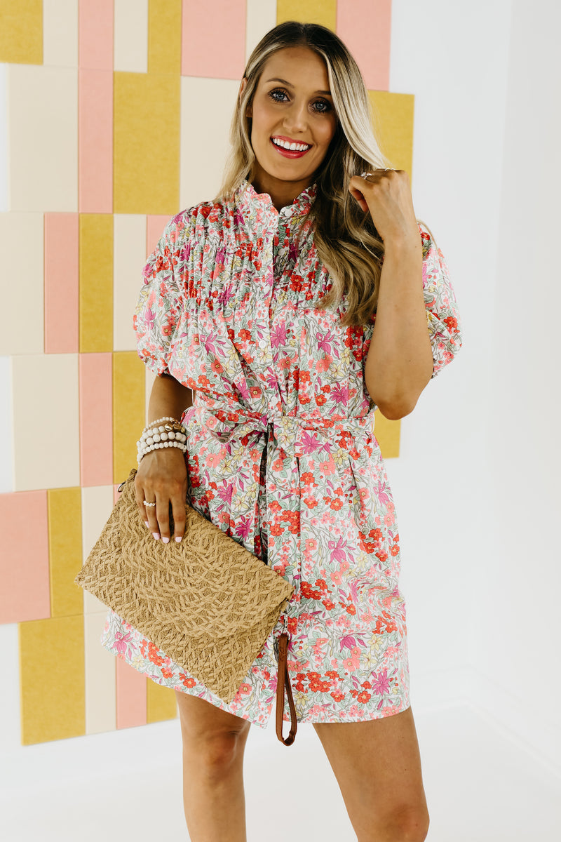 The Halley Puff Sleeve Tie Waist Floral Mini Dress - FINAL SALE
