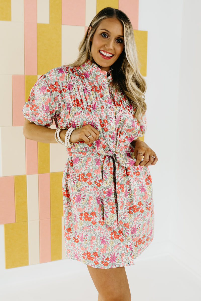 The Halley Puff Sleeve Tie Waist Floral Mini Dress - FINAL SALE