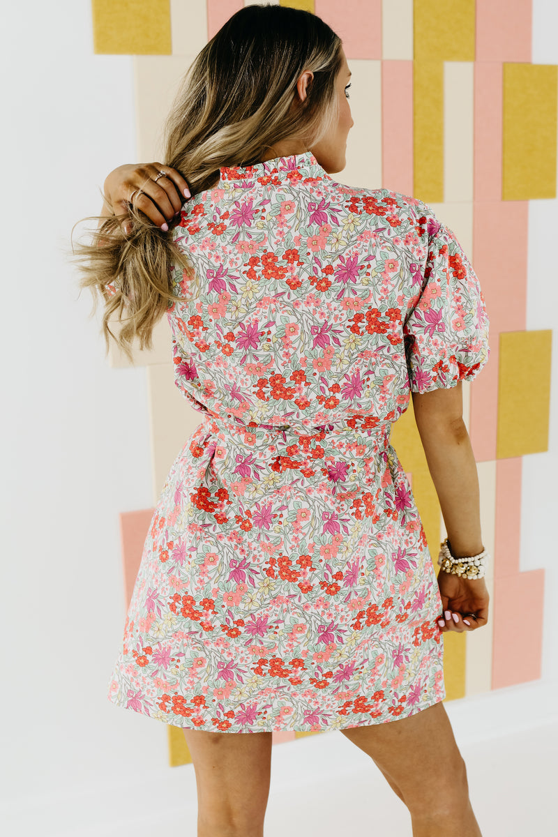 The Halley Puff Sleeve Tie Waist Floral Mini Dress - FINAL SALE