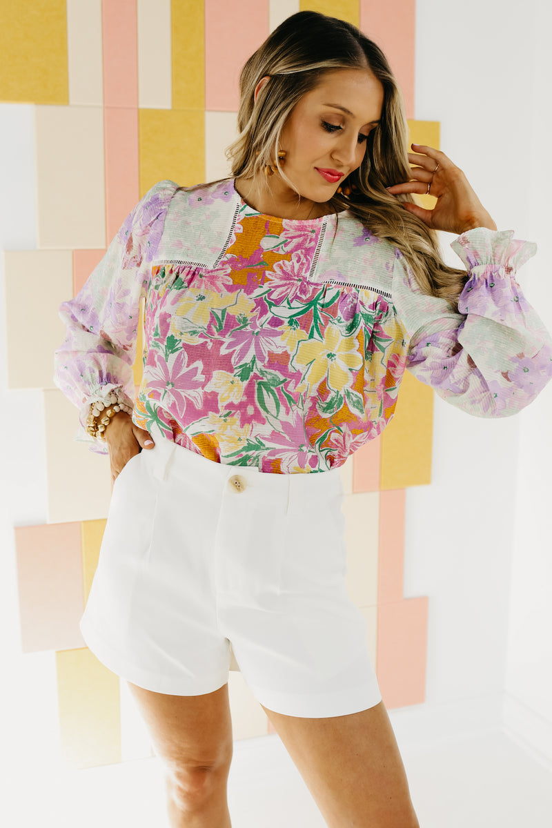 The Major Lace Trim Floral Blouse - FINAL SALE