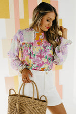 The Major Lace Trim Floral Blouse - FINAL SALE