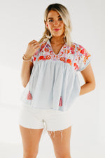 The Trisha Embroidered Babydoll Top - FINAL SALE