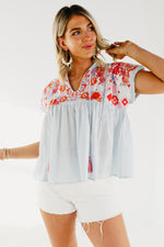 The Trisha Embroidered Babydoll Top - FINAL SALE