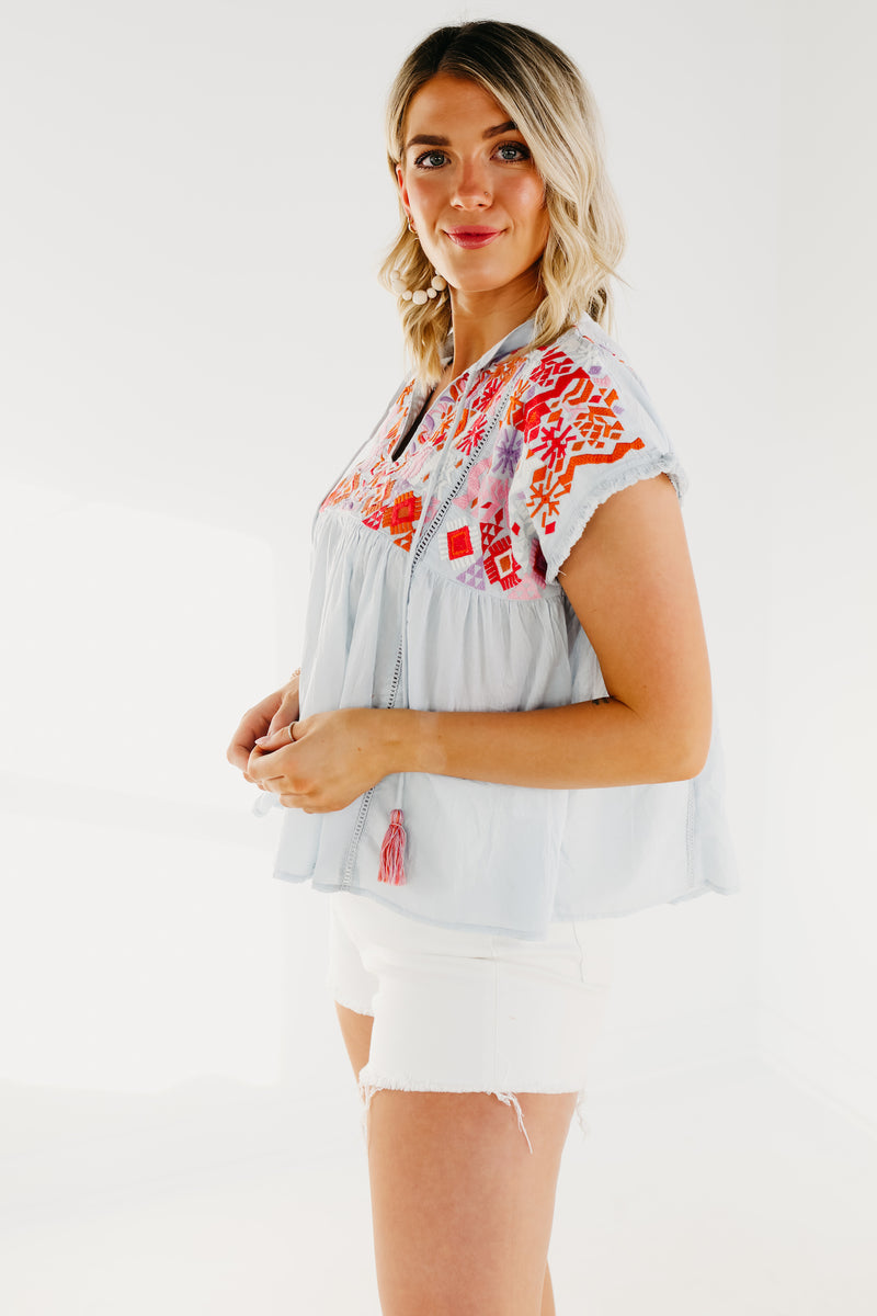 The Trisha Embroidered Babydoll Top - FINAL SALE