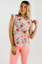 The Trishelle Floral Flutter Sleeve Blouse - FINAL SALE