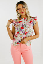 The Trishelle Floral Flutter Sleeve Blouse - FINAL SALE