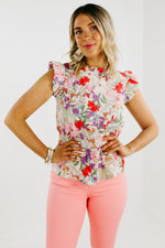The Trishelle Floral Flutter Sleeve Blouse - FINAL SALE