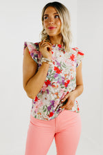 The Trishelle Floral Flutter Sleeve Blouse - FINAL SALE