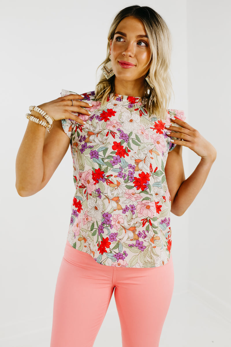 The Trishelle Floral Flutter Sleeve Blouse - FINAL SALE