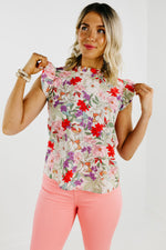 The Trishelle Floral Flutter Sleeve Blouse - FINAL SALE