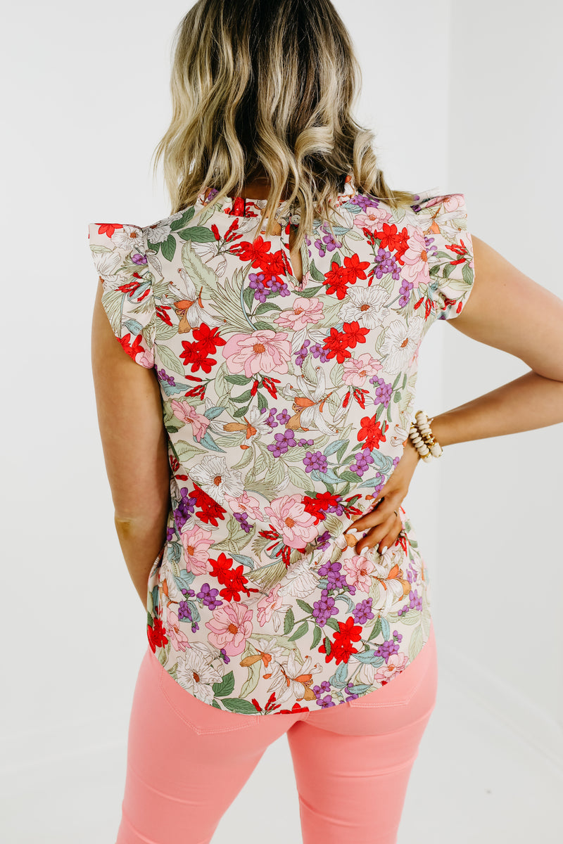 The Trishelle Floral Flutter Sleeve Blouse - FINAL SALE