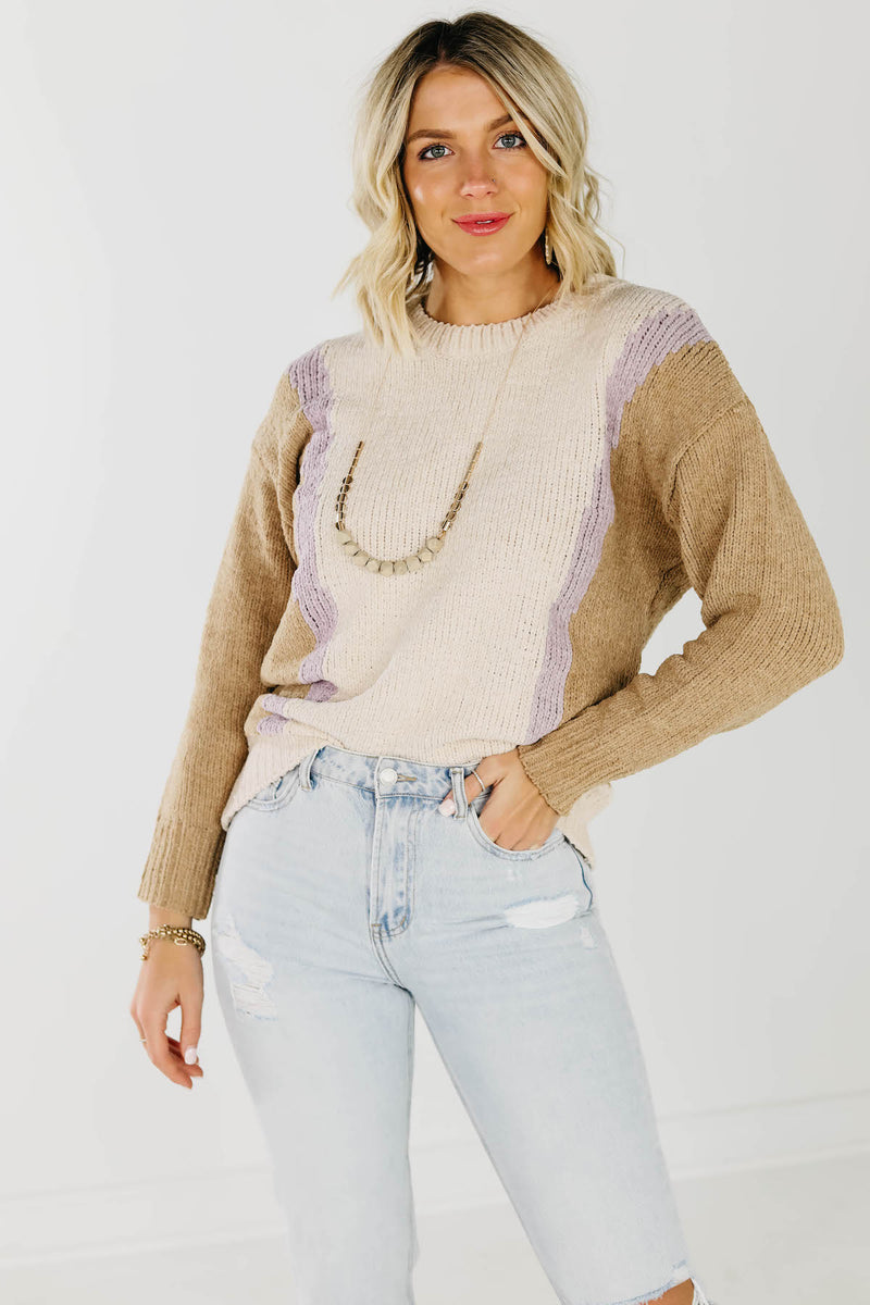 The Aviana Chenille Colorblock Sweater