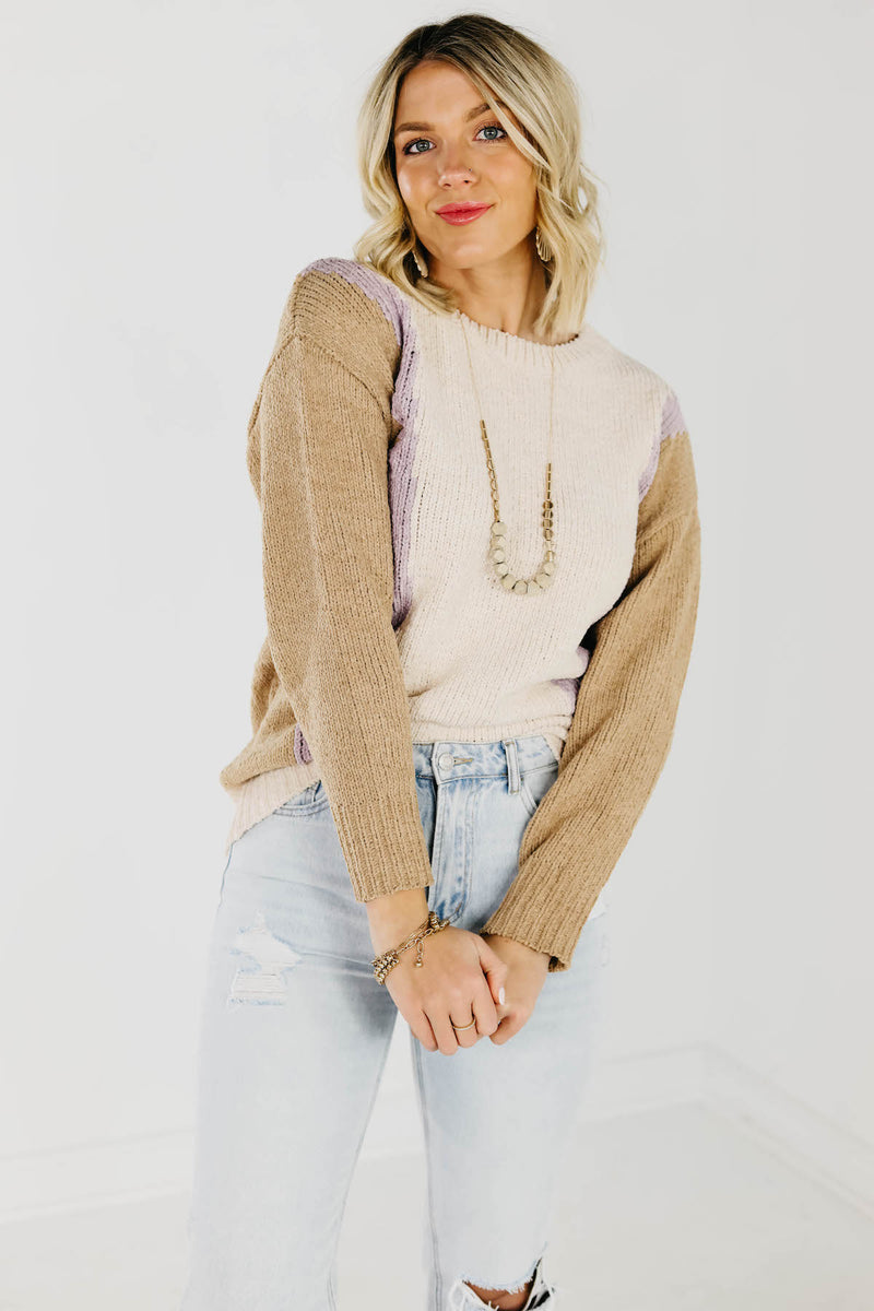 The Aviana Chenille Colorblock Sweater