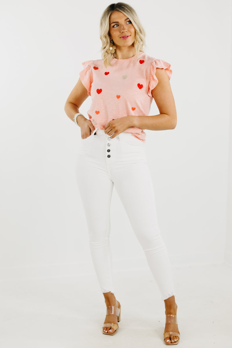 The Be Mine Embroidered Hearts Top - FINAL SALE