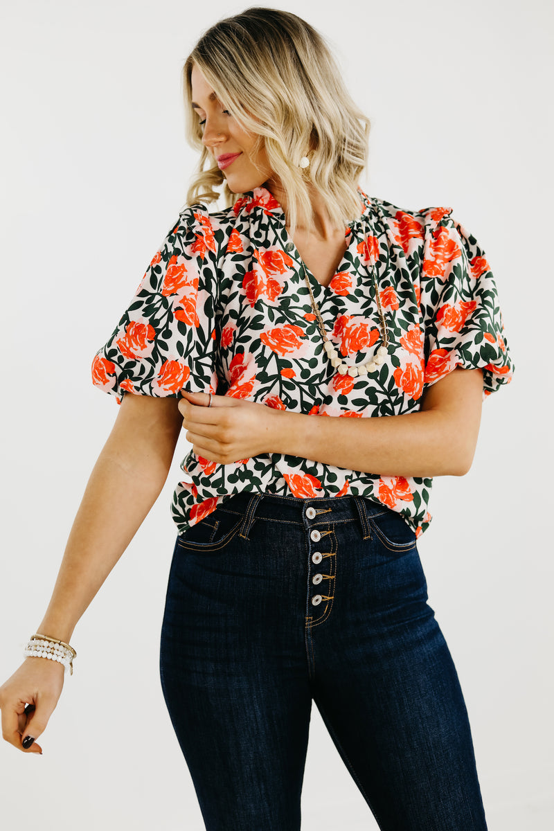 The Naya Floral Puff Sleeve Blouse - FINAL SALE