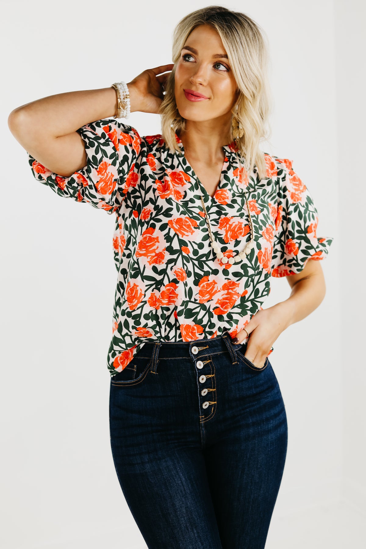 The Naya Floral Puff Sleeve Blouse - FINAL SALE