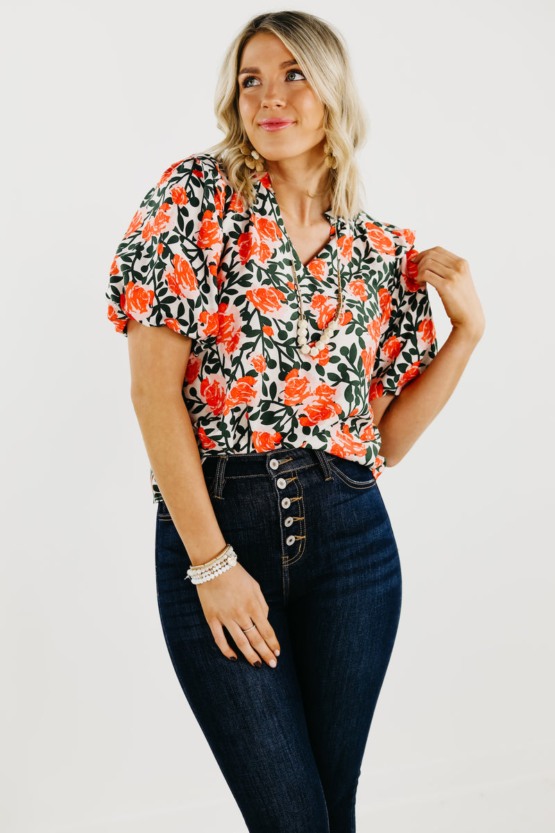 The Naya Floral Puff Sleeve Blouse - FINAL SALE