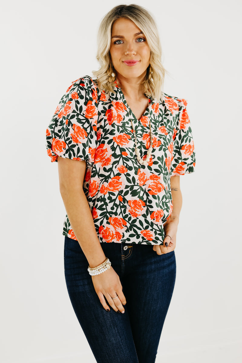 The Naya Floral Puff Sleeve Blouse - FINAL SALE