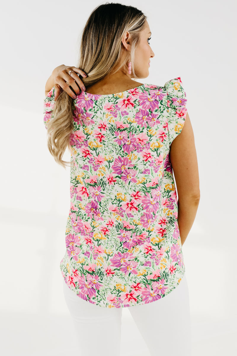 The Sariah Flutter Sleeve Floral Blouse - FINAL SALE