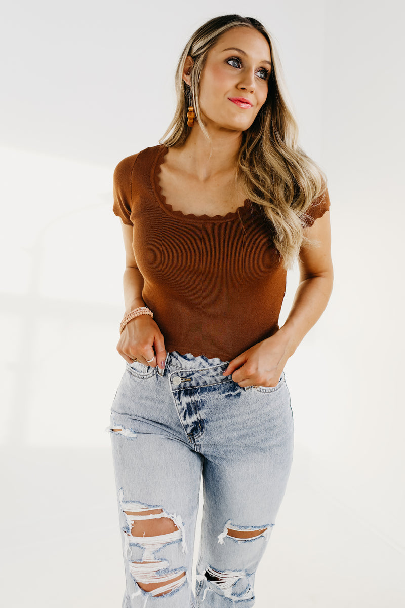 The Scarlett Ribbed Scalloped Top - FINAL SALE